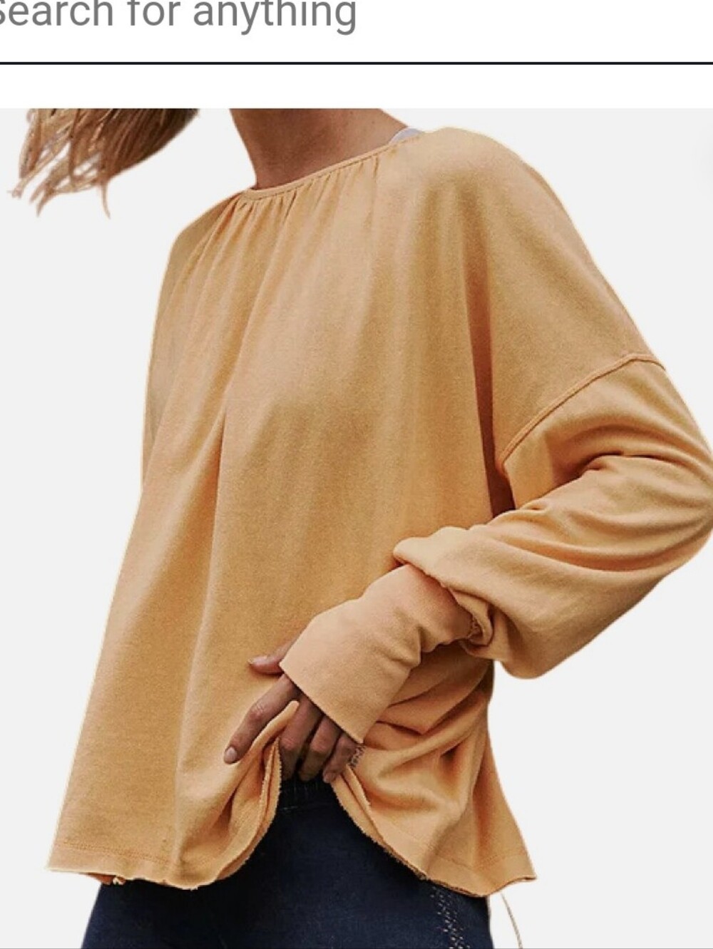 Women's Relaxed Crewneck Long-Sleeve Top - Peach